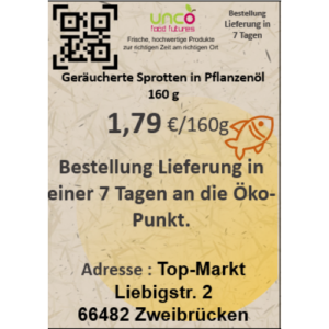 Geräucherte Sprotten in Pflanzenöl 160 g