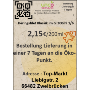 Heringsfilet Klassik im öl 200ml 1/6