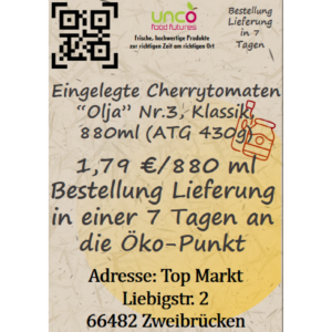 Eingelegte Cherrytomaten S-1, mit Dill, 880ml, (ATG 430g)