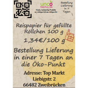 Reispapier für gefüllte Röllchen 100 g