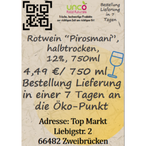 Rotwein "Pirosmani", halbtrocken, 12%, 750ml